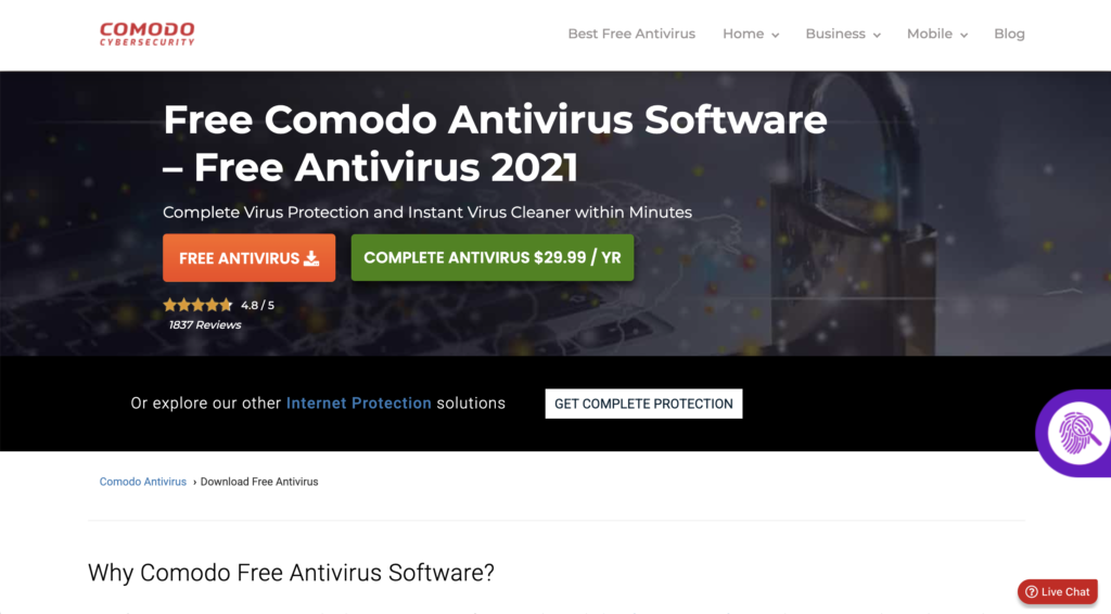 Comodo free antivirus